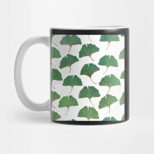 Green and gold Ginkgo leaves watercolor print. Exotic leafy pattern Mug